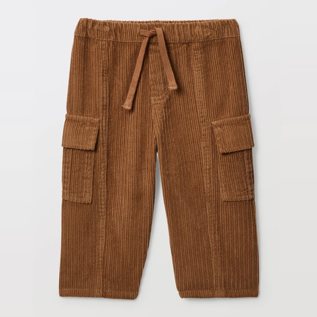 Pantalon taille élastique en velours uni en coton BIO GOTS pelage <span itemprop=