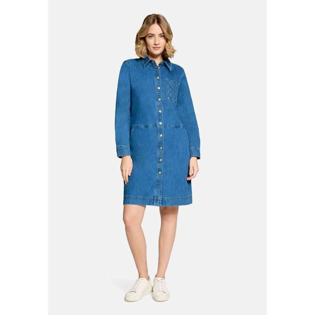 Robe-chemisier à patte de boutonnage bleu <span itemprop=