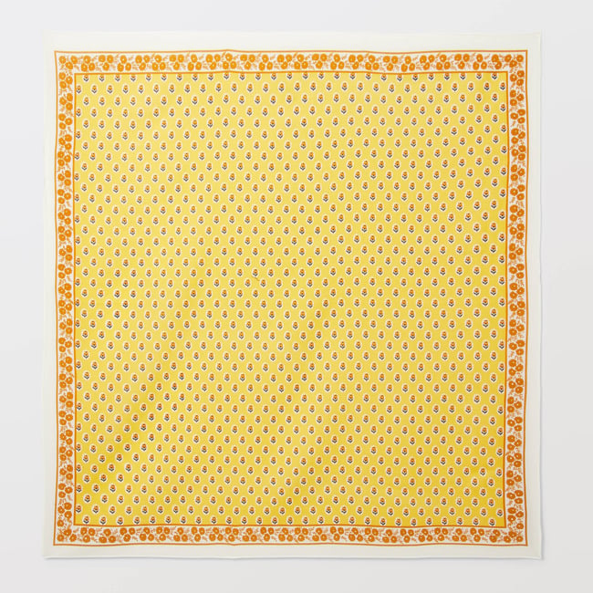 Foulard imprimé en coton BIO GOTS forsythia <span itemprop=