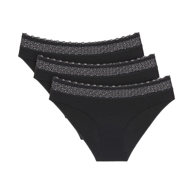 3er-Pack Slips Feel of Modal, hohe Beinausschnitte, Modal schwarz <span itemprop=