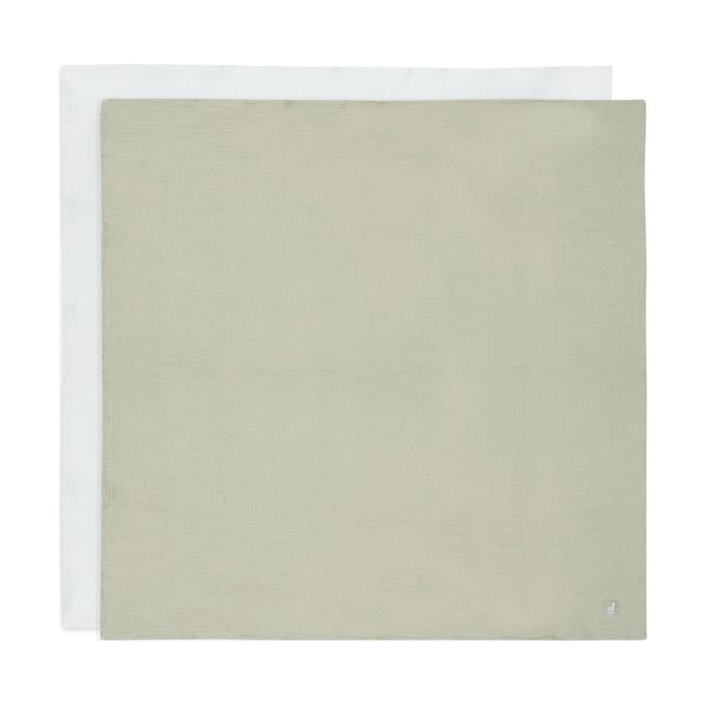 Lot de 2 maxi-langes en coton vert, écru <span itemprop=