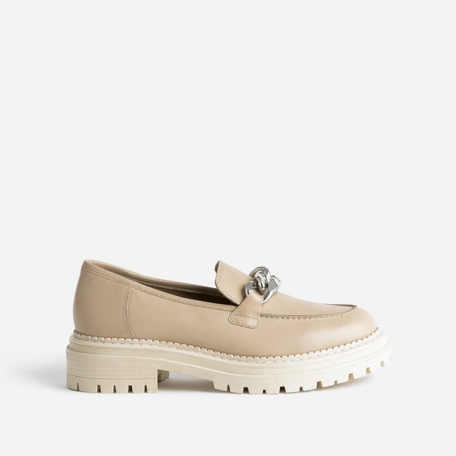 Mocassin en cuir JAHINA beige <span itemprop=