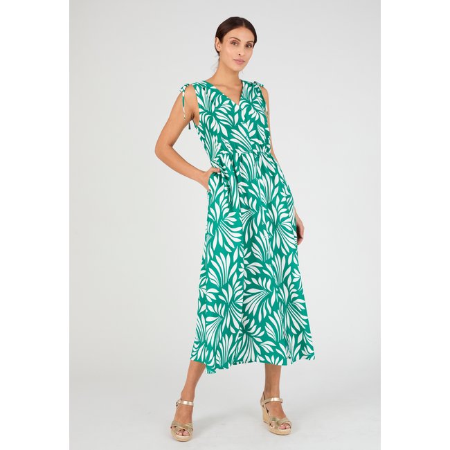 Robe longue sans manches Climatyl vert feuillage <span itemprop=