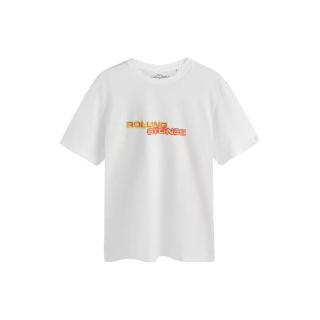 T-shirt à imprimé groupe de musique pierres blanches qui roulent <span itemprop=