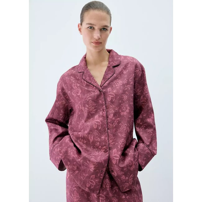 Chemise pyjama imprimée passepoil - MANGO