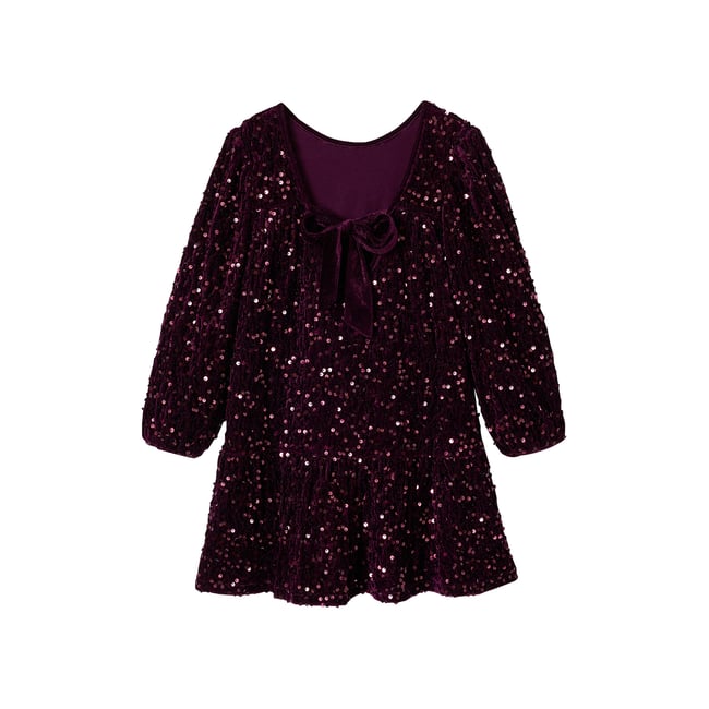 Robe manches longues prune <span itemprop=