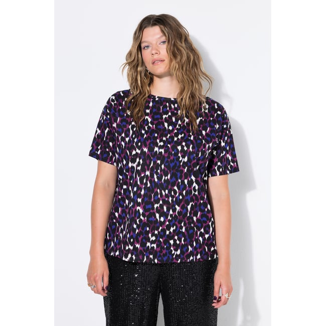 T-shirt manches courtes, motif léopard coloré mûres <span itemprop=
