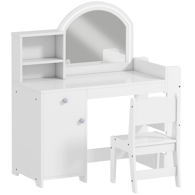 Ensemble de coiffeuse pour enfants MDF Blanc blanc <span itemprop=