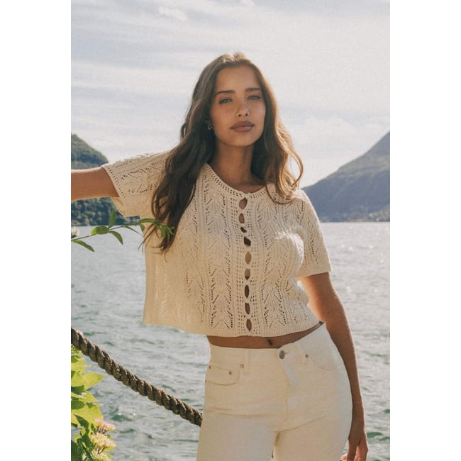 Cardigan Pull blanc <span itemprop=