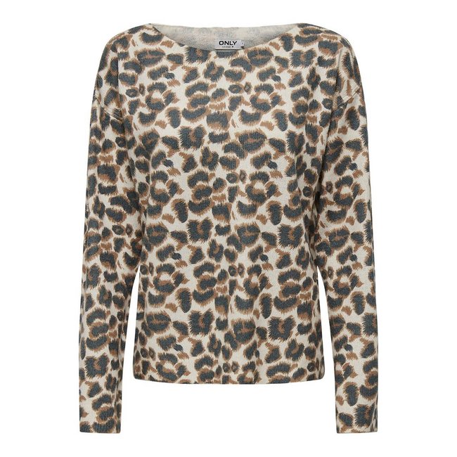 Suéter con cuello barco, estampado de leopardo estampado de leopardo <span itemprop=