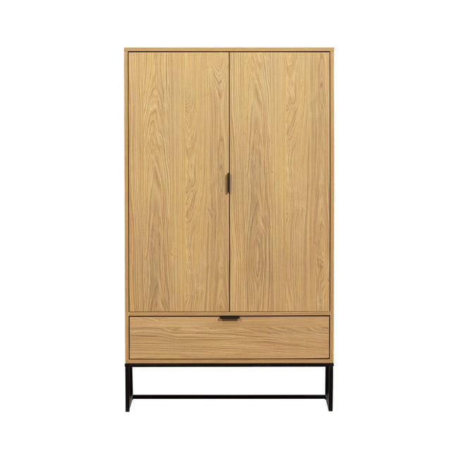 Buffet haut 2 portes 1 tiroir en bois H149cm - SILAS Couleur bois clair <span itemprop=