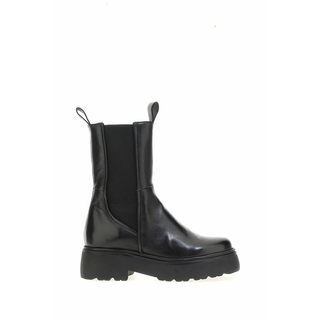 Boots chelsea montantes en cuir noir <span itemprop=