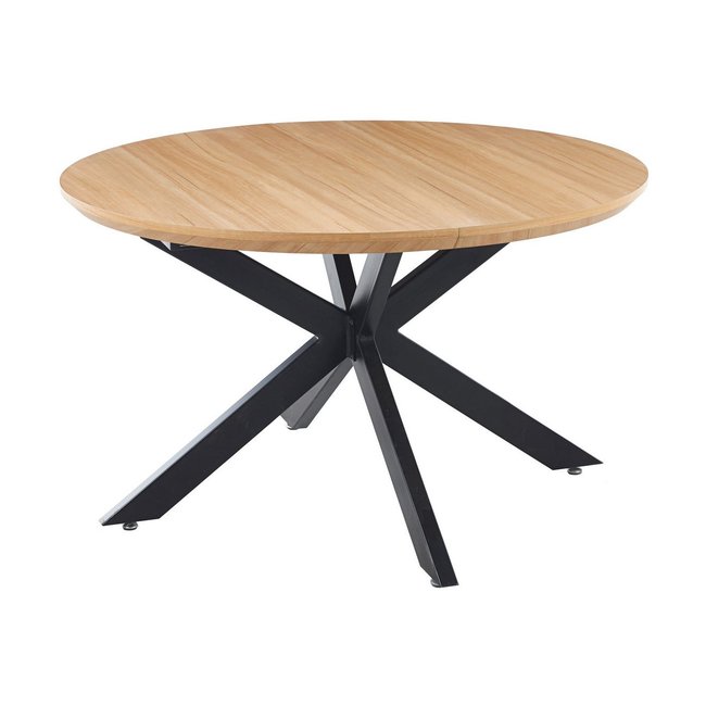 Table extensible ronde en bois avec pieds en acier noir - MILADY Couleur noir <span itemprop=