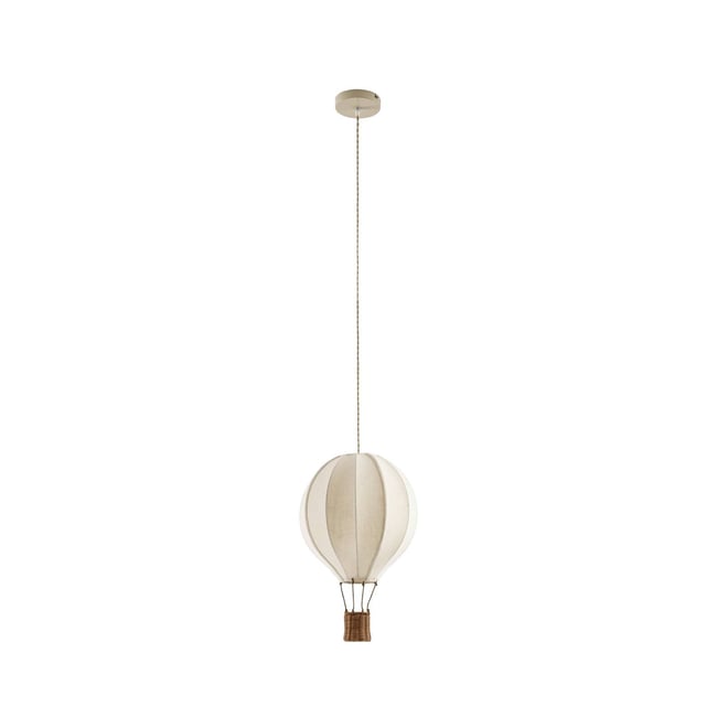 Suspension en textile, Aeris Couleur beige, bois clair <span itemprop=