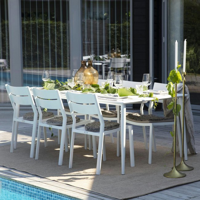 Table de jardin en aluminium finition blanc 200 cm STOCKHOLM blanc <span itemprop=