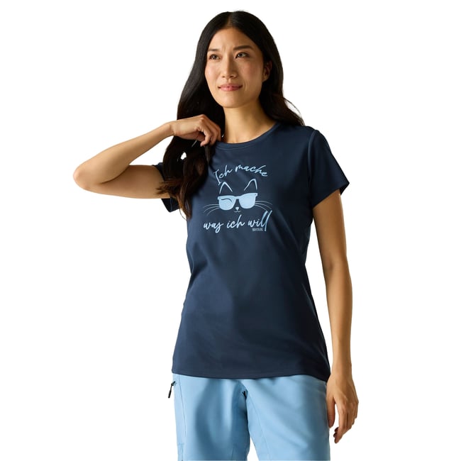 T-shirt manches courtes motif/style chat FINGAL bleu marine <span itemprop=
