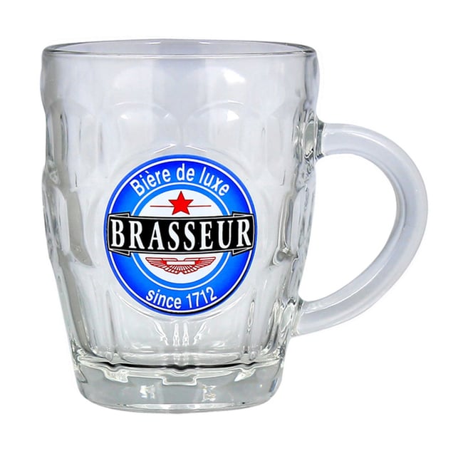 Lot de 6 chopes à bières 54cl, BRASSEUR Couleur transparent <span itemprop=