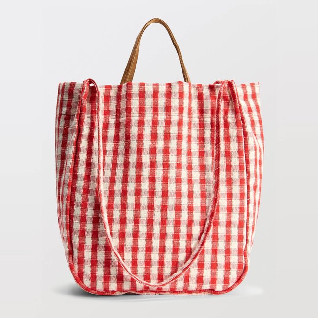Cabas vichy porté travers bi-matière - MONOPRIX