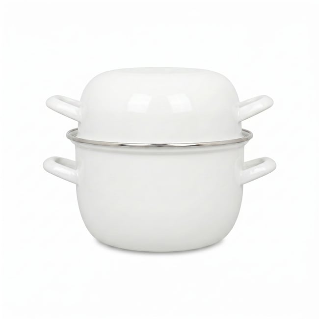 Marmite à moule 16cm en acier émaillé blanc <span itemprop=