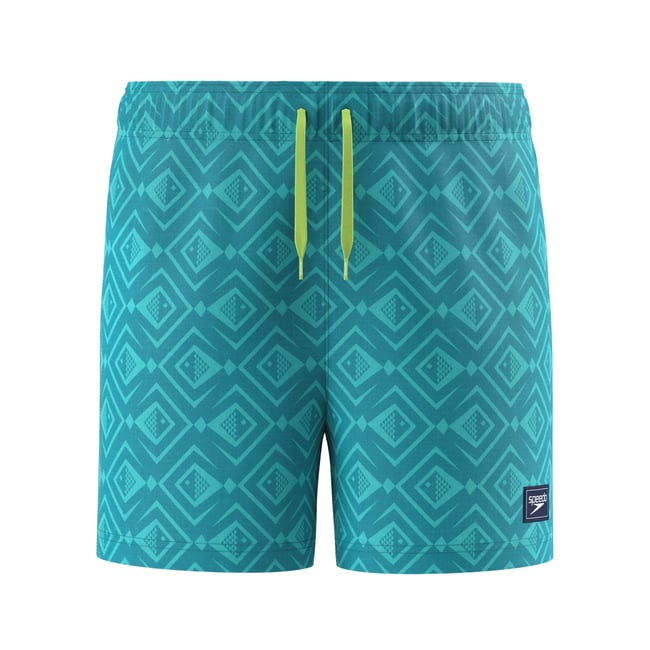 Short de bain à taille élastiquée motif/style géométrique VOLLEY turquoise <span itemprop=