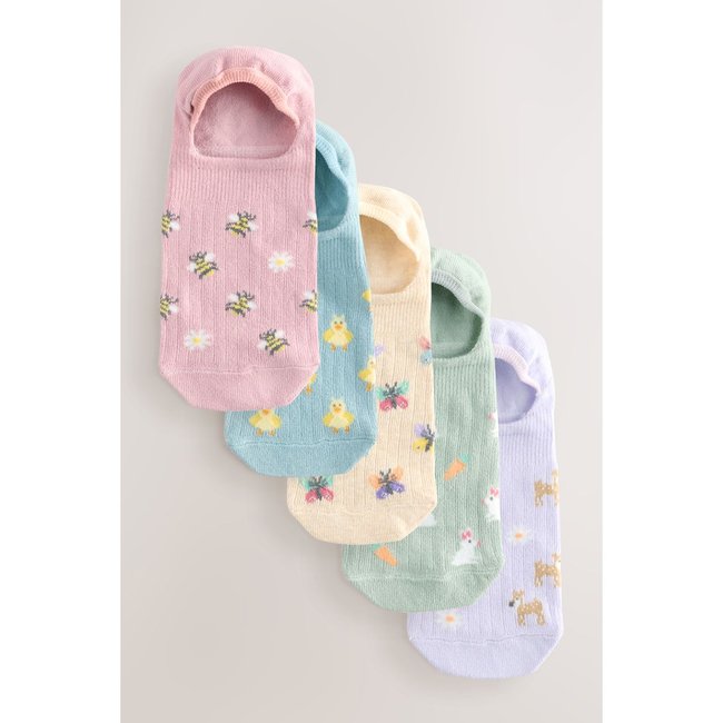 Chaussettes invisibles, lot de 5 paires animaux printaniers <span itemprop=