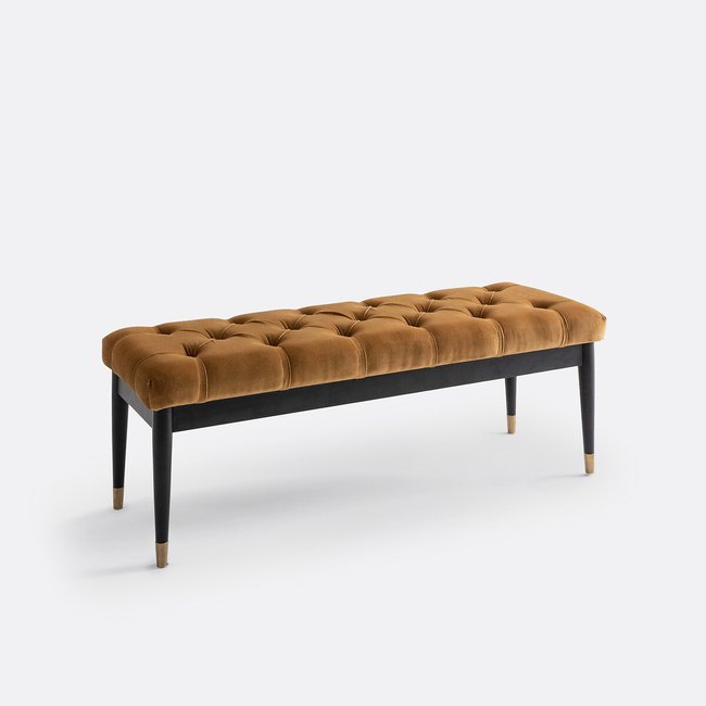 Banco/banqueta acolchoado, Novani camurça/preto <span itemprop=