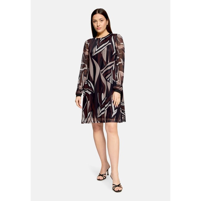 Robe en chiffon à manches longues taupe/black <span itemprop=