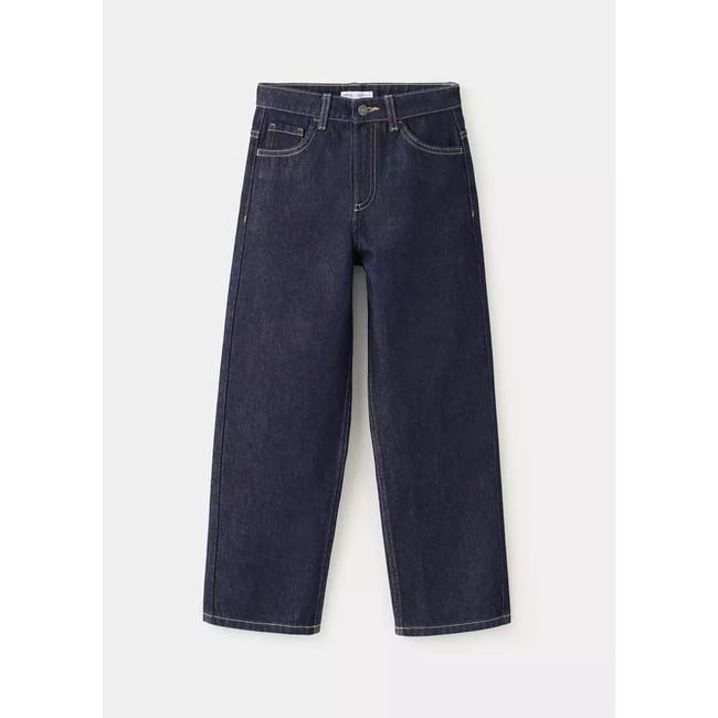 Jean straight fit en coton bleu <span itemprop=