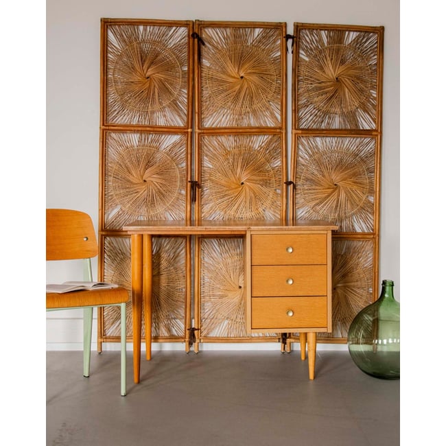 Bureau au style scandinave Yvan N°556 - Bon état Couleur bois clair <span itemprop=