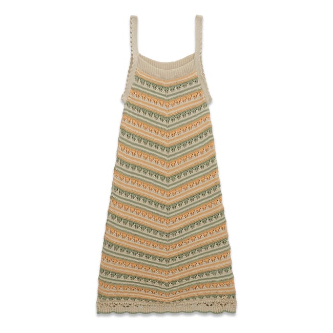 Robe Midi Au Crochet beige <span itemprop=