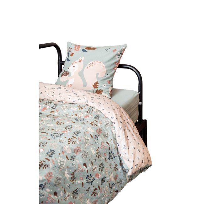 Housse de couette + taie Tamia l ecureuil vert <span itemprop=