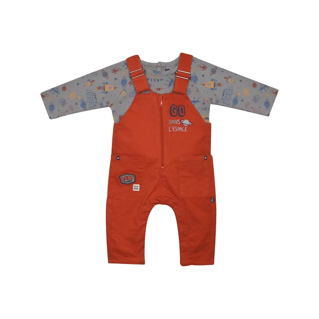 Tshirt salopette ivanohe twill long bebe rouge <span itemprop=