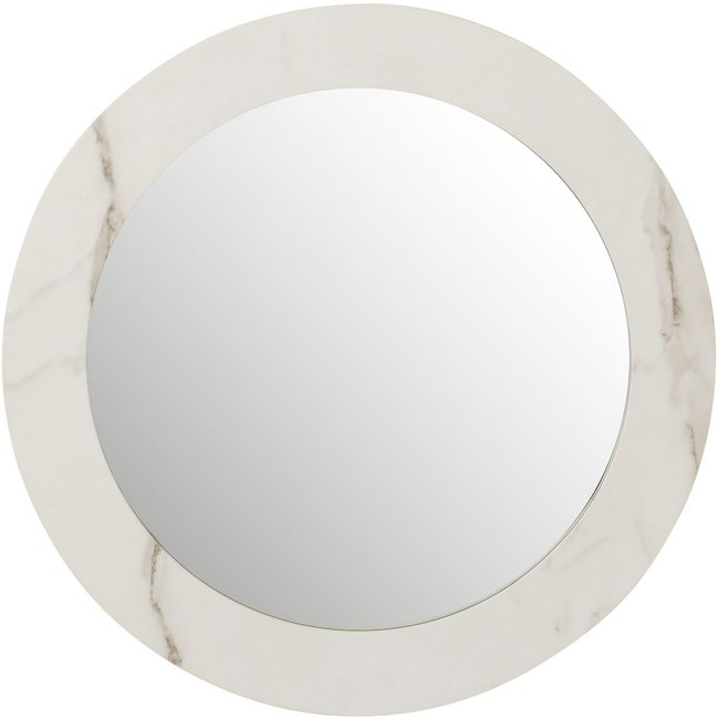Miroir rond moderne, Cowan Couleur blanc marbré <span itemprop=