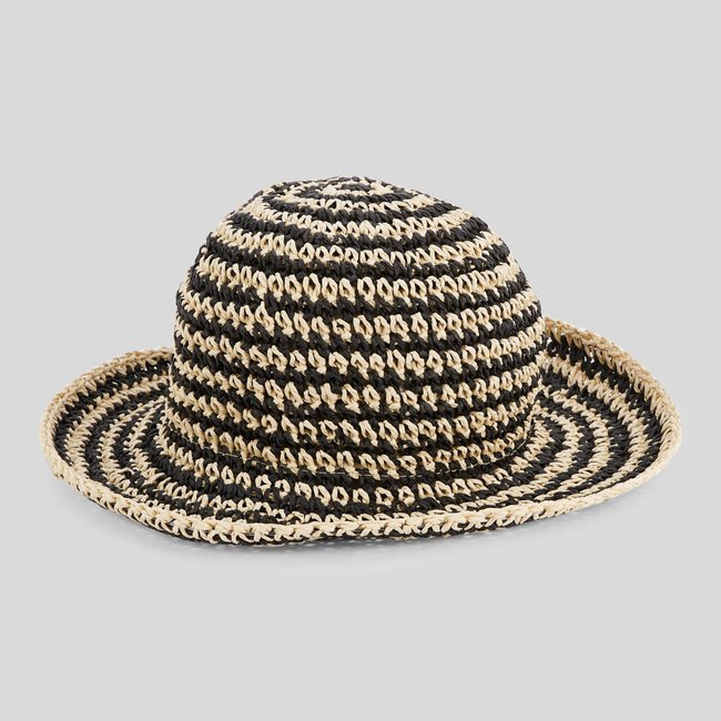 Chapeau cloche rayé noir <span itemprop=
