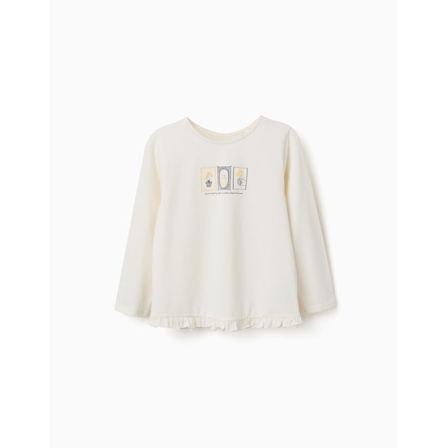 T-shirt en coton avec imprimé floral en relief blanc <span itemprop=