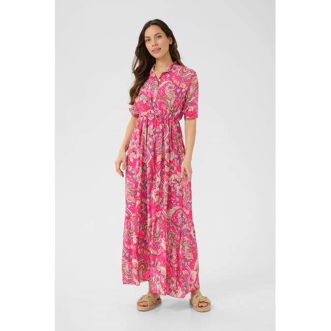 Robe rose pink flower paisley <span itemprop=