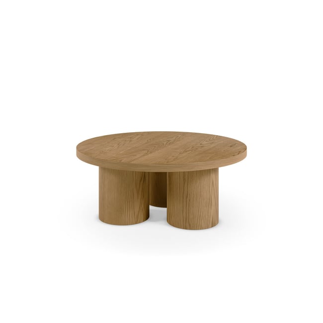 Table basse ronde en placage, AMANZA Couleur marron clair <span itemprop=