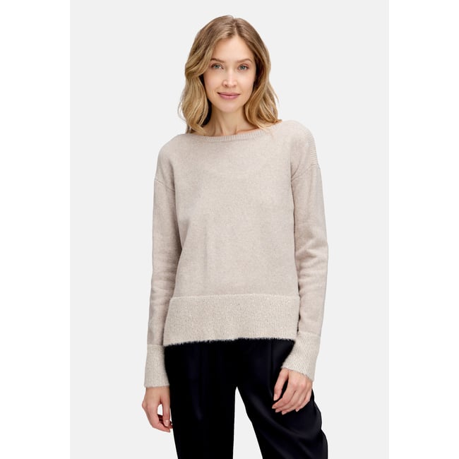 Pull-over en maille à paillettes taupe melange <span itemprop=