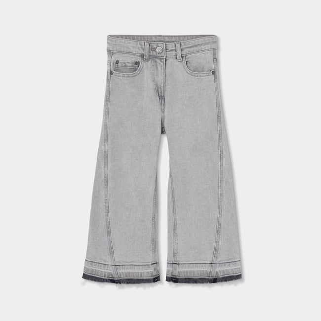 Pantalon fille wide leg gris <span itemprop=