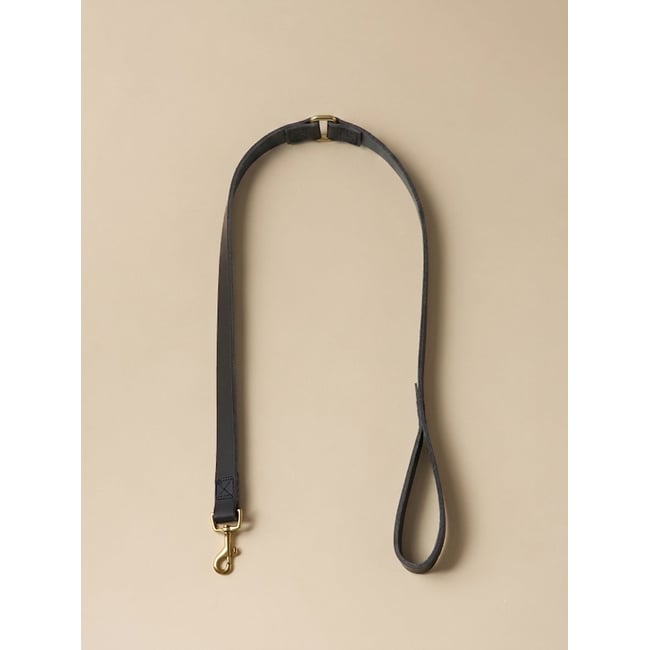 Laisse pour chien en cuir - Collection Fine Truffe marine <span itemprop=