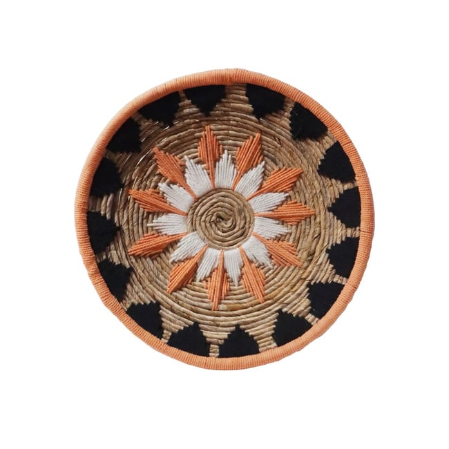 Décoration murale en feuille de bananier et cotton KALIMANTAN Couleur noir terracotta <span itemprop=