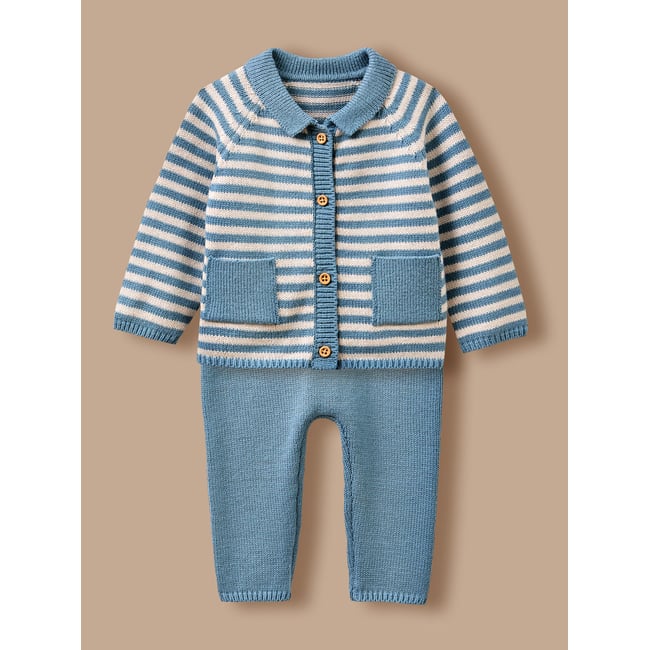 Ensemble en tricot rayé orage <span itemprop=