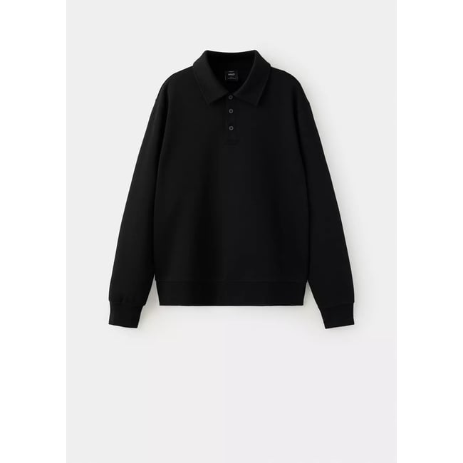 Sweat-shirt polo regular-fit noir <span itemprop=