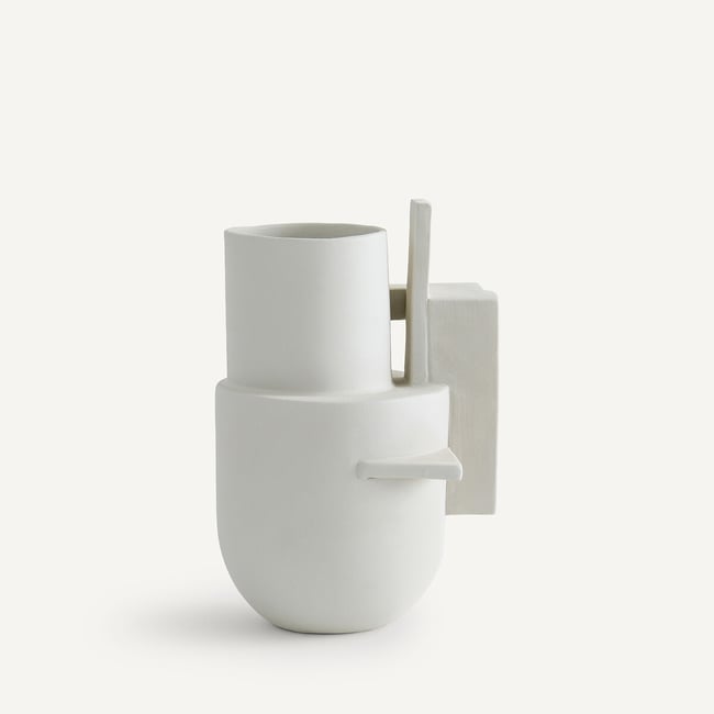 Vase géométrique en céramique mate, Marex  Couleur gris mat <span itemprop=