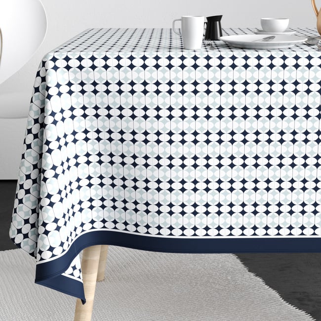 Nappe rectangulaire anti tache Coton Verana bleu <span itemprop=