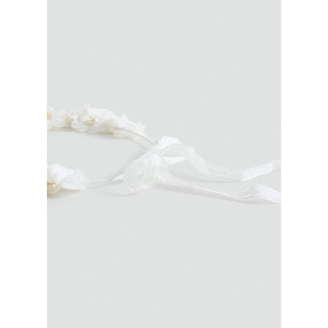 Serre-tête fleurs fermeture nœud blanc <span itemprop=