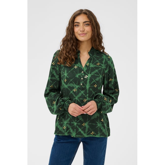 Blouse à manches longues vert green batik <span itemprop=