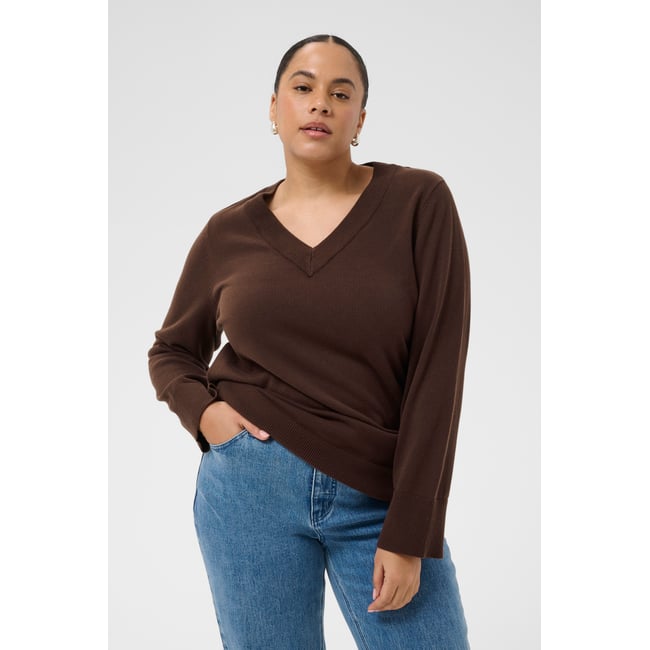 Pullover tricoté marron coffee bean <span itemprop=