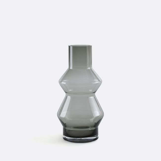 Vase en verre H27 cm, Chably  Couleur gris fumé <span itemprop=