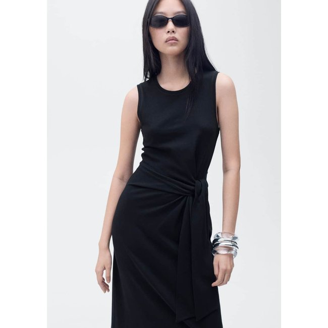 Robe midi coton nœud - MANGO